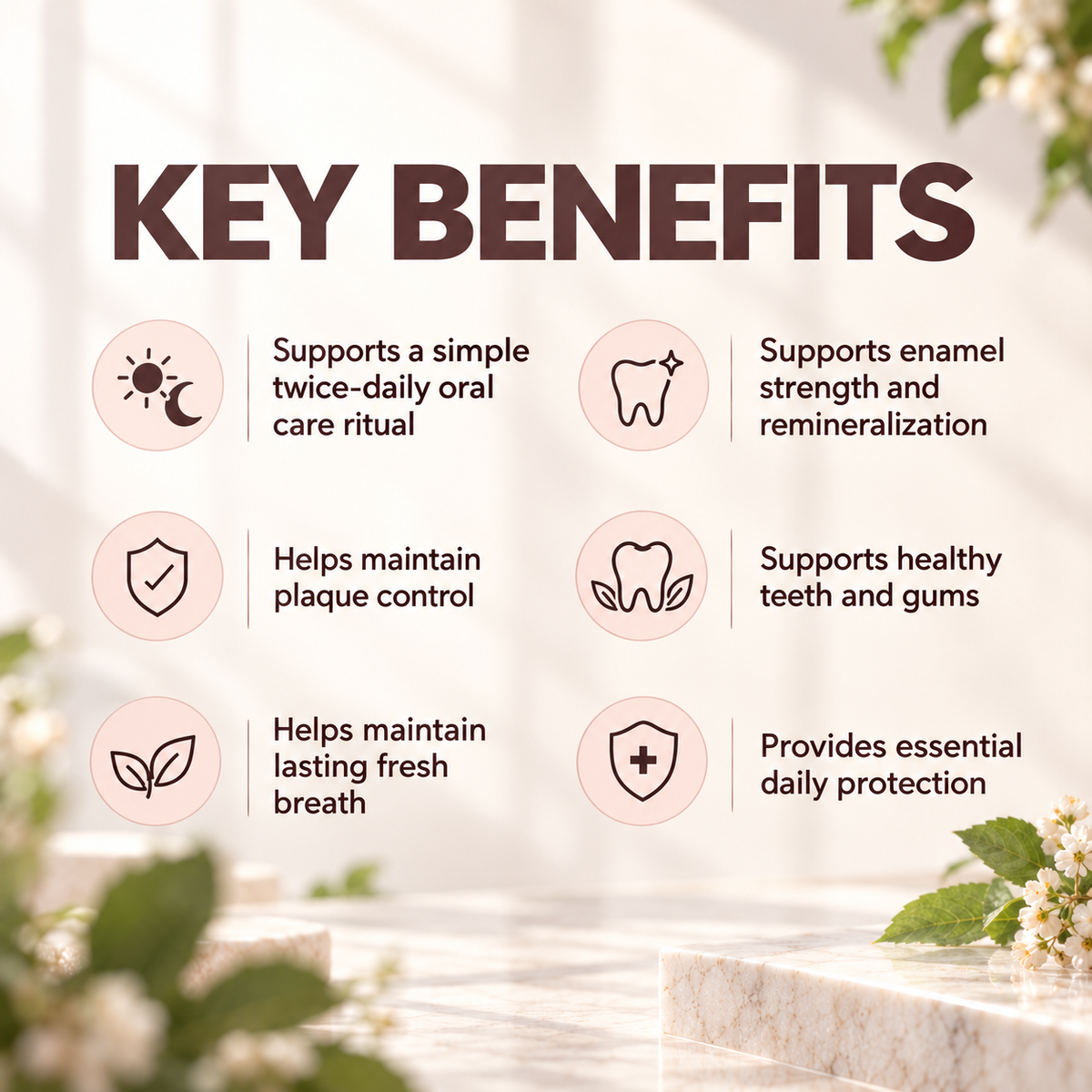 SPLAT Sanvera oral care ritual supporting enamel strength, plaque control, fresh breath, healthy teeth and gums, and daily protection.